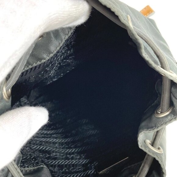 PRADA triangle logo mini bag pouch drawstring Hand Bag Gray/Black - Picture 10 of 11